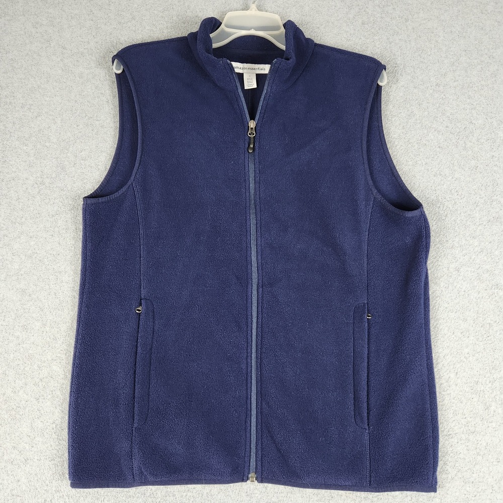 Amazon Essentials Fleece Vest Mens M Navy Blue Polar Soft Sleeveless Full Zip